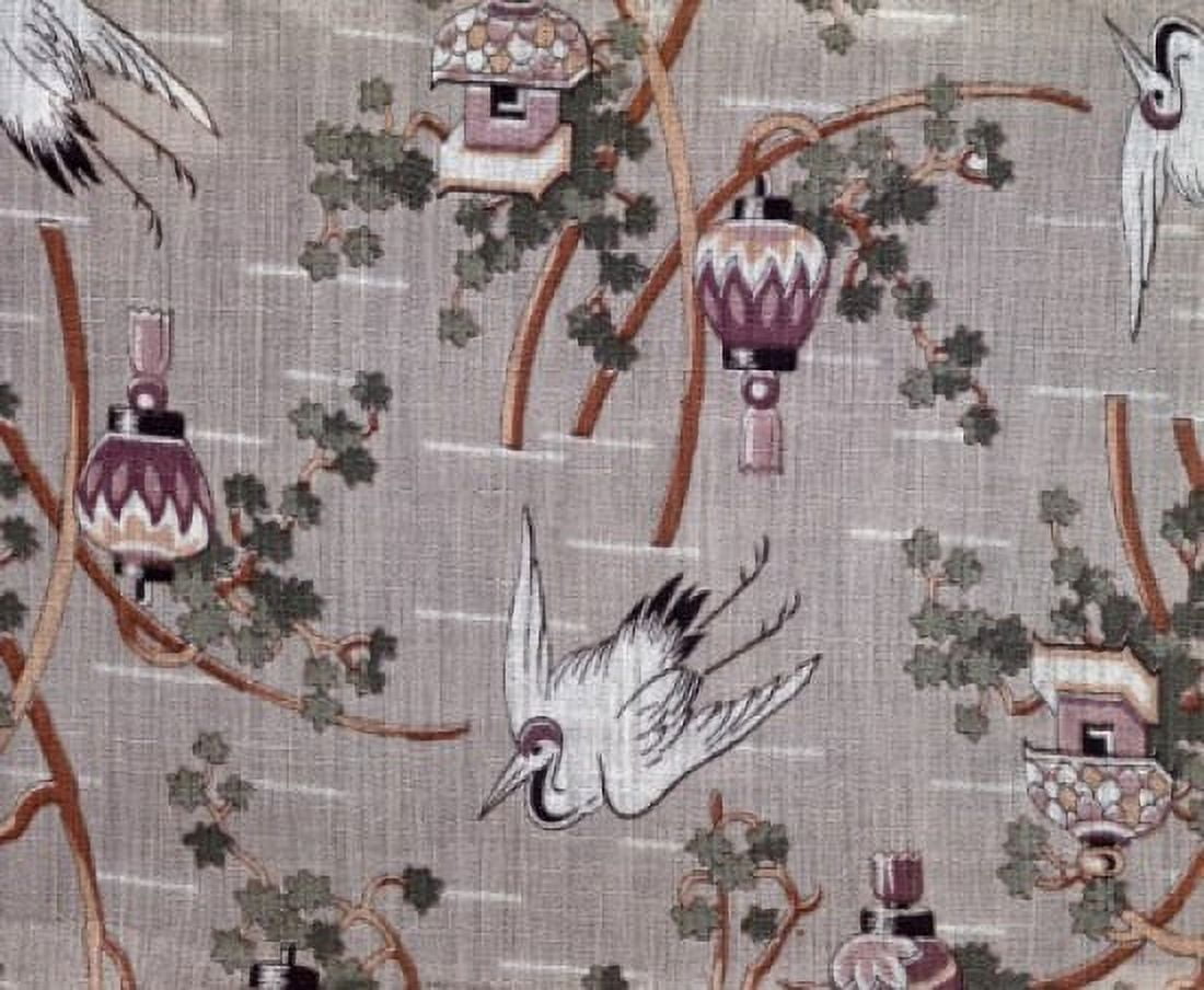 Storks and Japanese Lanterns on linen weaved cloth Canvas Art - (18 x 24)