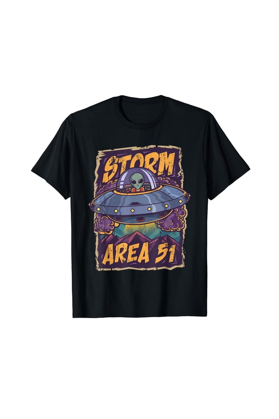 Storm Area 51 They Can't Stop Us All UFO Roswell Alien Retro T-Shirt