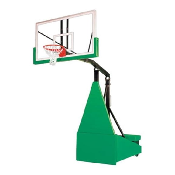 Storm Arena Steel-Glass Portable Basketball System With Official Glass Backboard, Kelly Green