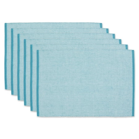 Storm Blue Eco-Friendly Chambray Fine Ribbed Placemat 6 Piece