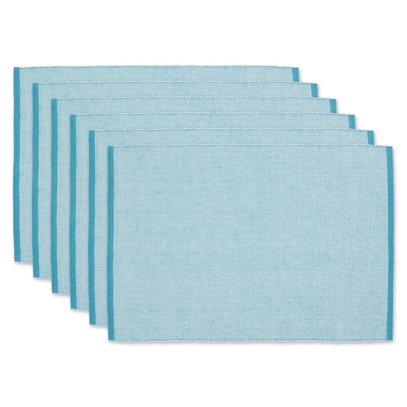 Storm Blue Eco-Friendly Chambray Fine Ribbed Placemat 6 Piece