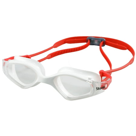 Storm Bluefin Fitness Swim Goggle - White/Red w/ Clear Lenses