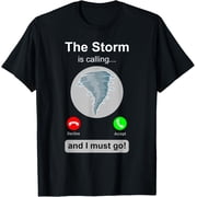 Storm Chaser Shirt Funny Cell Phone Tornado Calling Gift T-ShirtMen and women, Black T-shirt, size Extra large