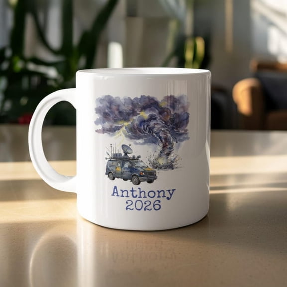 Storm Chaser Van Mug, Pernalized Meteorology Gift, Future Meteorologist, Custom Name Year Weather Enthusiast Gift, Tornado Alley uvenir.