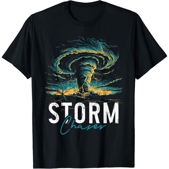 Storm Chasing Tornado Chaser Meteorologist Meteorology T-ShirtMen and women, Black T-shirt, size: Extra large