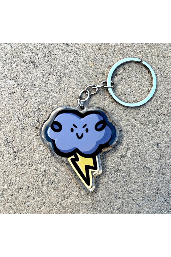 Storm Cloud Keychain | Cute acrylic keychain | lightning keychain | grumpy cloud keychain | angry cloud keychain | rainy day keychain