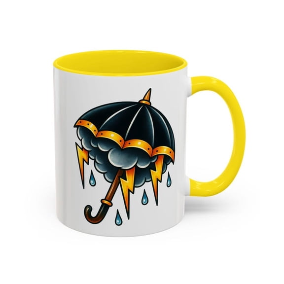Storm Cloud Umbrella Mug - Lightning & Raindrops Coffee Cup, Weather Nerd Meteorology Gift, Thunderstorm Tattoo FlaS1H StY1Le for Rain Lovers