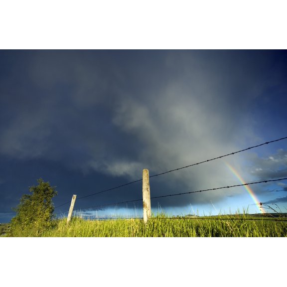 Storm Clouds And Rainbow Southern Alberta Canada Canvas Art - Darwin Wiggett Design Pics (17 x 11)