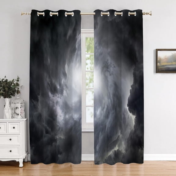 Storm Clouds Bedroom Curtains,Light In The Dark And Dramatic Storm Clouds Blackout Grommet Window Treatment Drapes For Living Room 42"W x 84"L (Pack of 2)