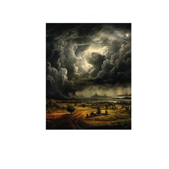 Storm Clouds Landscape Wall Art Print, Dramatic Sky Decor