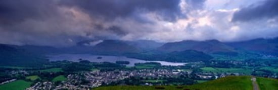 Storm Clouds Over A Landscape Keswick Derwent Water Lake District Cumbria England United Kingdom Canvas Art - Panoramic Images (36 x 12)