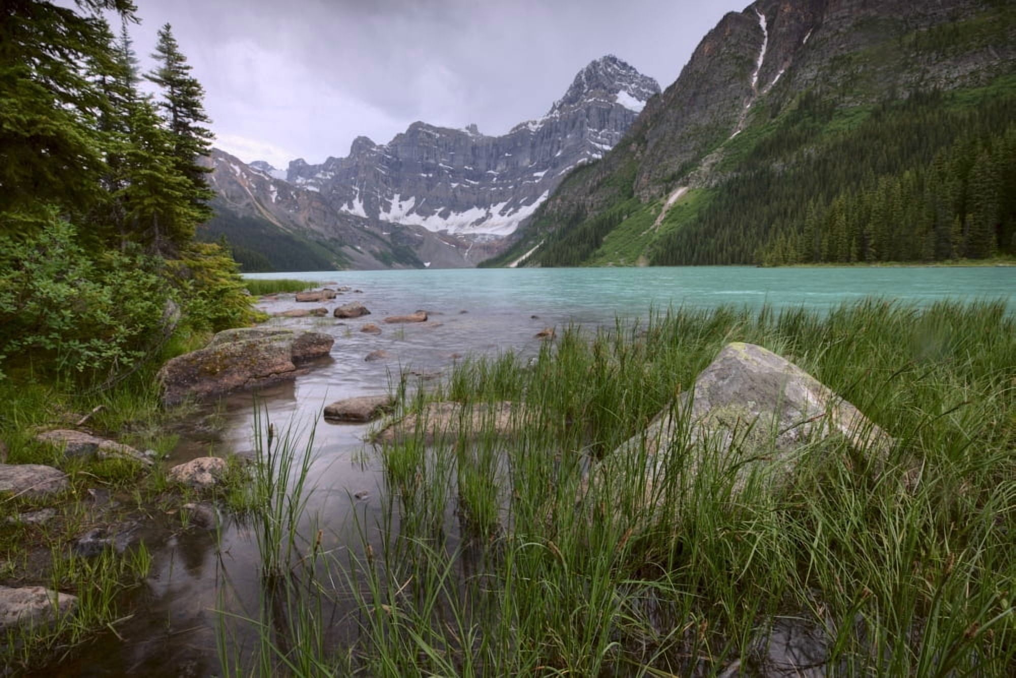 Storm Clouds Over Chephren Lake Banff National Park Alberta Canvas Art - Dan Jurak Design Pics (17 x 11)