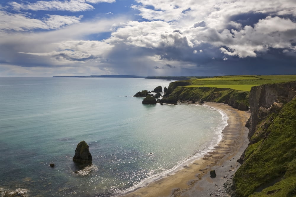 Storm Clouds over Ballydowane Cove The Copper Coast County Waterford Ireland Canvas Art - George Munday Design Pics (19 x 12)