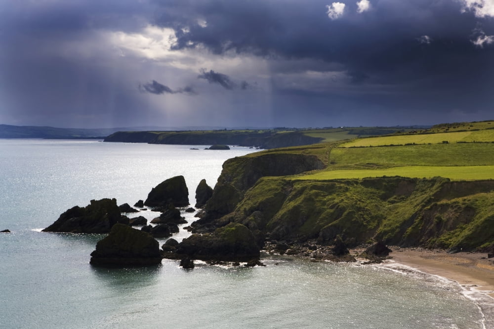 Storm Clouds over Ballydowane Cove The Copper Coast County Waterford Ireland Canvas Art - George Munday Design Pics (19 x 12)