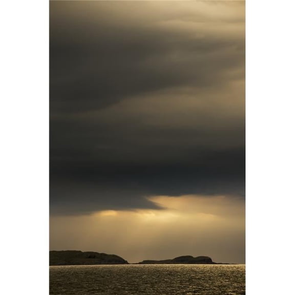 Storm Clouds with Some Illumination from Sunlight Glowing Over Silhouetted Mountains & Water - Scotland Poster Print by John Short, 24 x 38 - Large