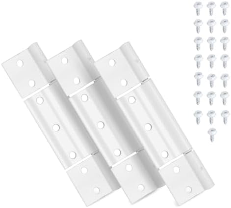 Storm Door Hinges Replacement fits for Larson White Screen Door Hinges, 1/8 inch Grooved Center Extruded Aluminum Door Hinge Kit 3 Pack