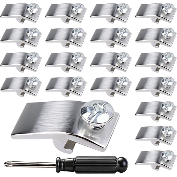 Storm Door Panel Clips, with Screws 5/16" Offset Aluminum Storm Window Clips Screen Door Hardware - Metal Storm Window Retainer Clips (20Pcs)