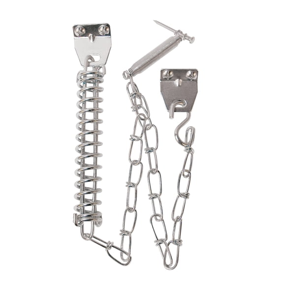 Storm Door Protector Chain and Spring, Aluminum Finish