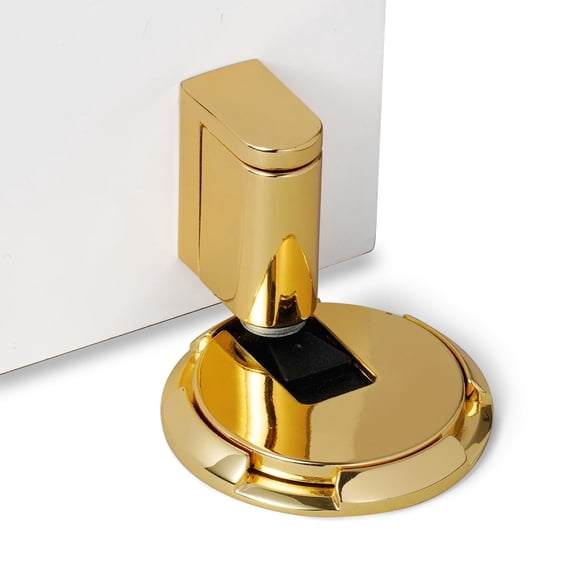Storm Door Stop Indoor Heavy Duty Floor Door Stop Holds Door Open Mechanical No Drill Door Stop With Screws and Adhesive 1 Pack Bright Gold