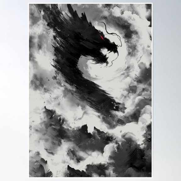 Storm Dragon Poster Wall Art, Modern Wall Decor, 8x12 UNFRAMED