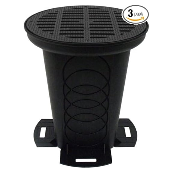 Storm Drain Catch Basin Kit 12 Inch - Round Drain Box with Grate & Connectors - FSD-3017-12BKIT - for Yard, Driveway, Septic Systems