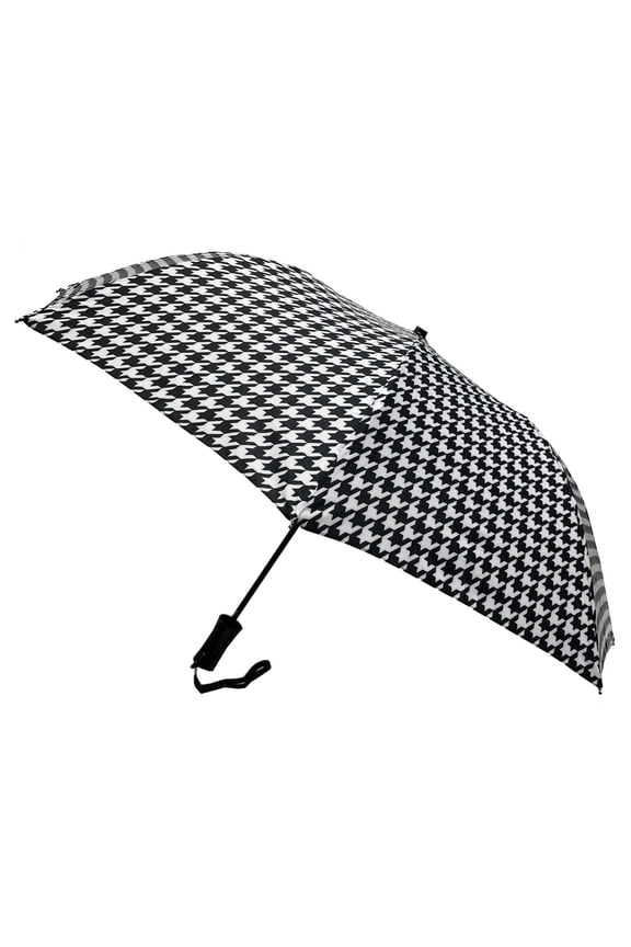 Classic 42 inch Automatic Folding Umbrella With Houndstooth Design