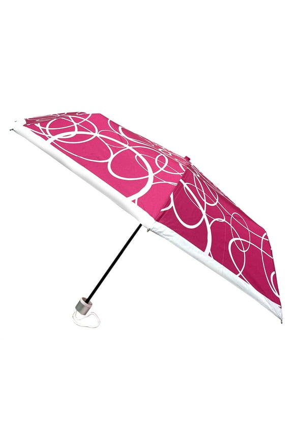 Jazzy Minis 42 Mini Folding Umbrella With Squiggly Design Fuchsia