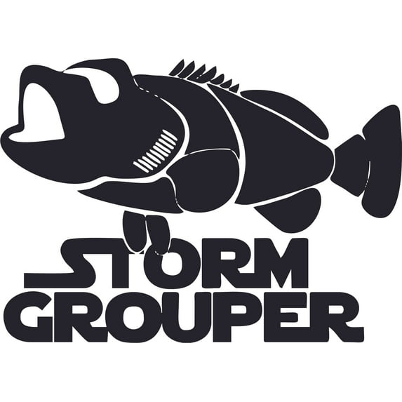 Storm Grouper Fish Cartoon Character Wall Art Vinyl Sticker Design Decal Girls Boy Kid Bedroom Nursery Kindergarten Fun Home Children Room Decor Sticker Wall Art Vinyl Decoration Size (10x10 inch)