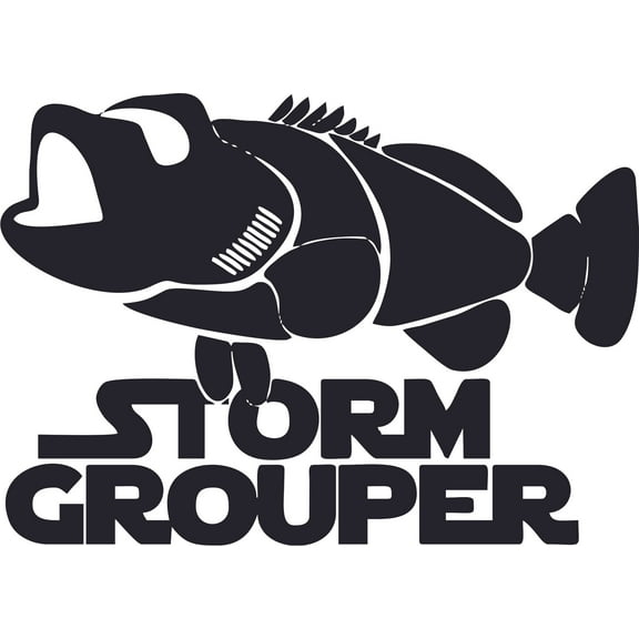 Storm Grouper Fish Cartoon Character Wall Art Vinyl Sticker Design Decal Girls Boy Kid Bedroom Nursery Kindergarten Fun Home Children Room Decor Sticker Wall Art Vinyl Decoration Size (40x40 inch)