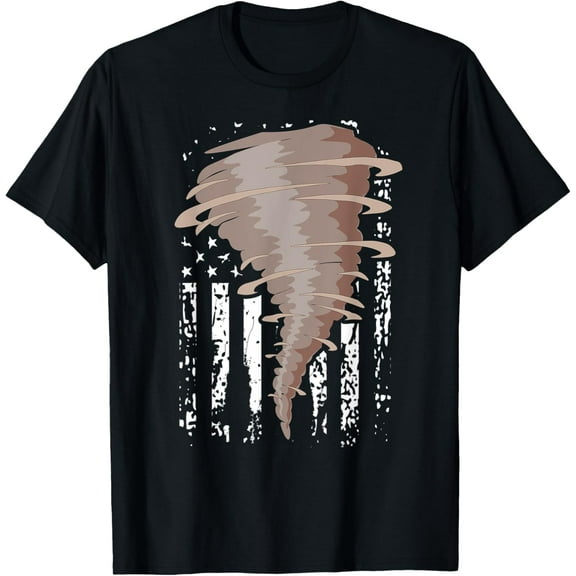 Storm Hunter Shirt American Flag Storm Chaser Tornado Gift T-ShirtMen and women, Black T-shirt, size: Extra large