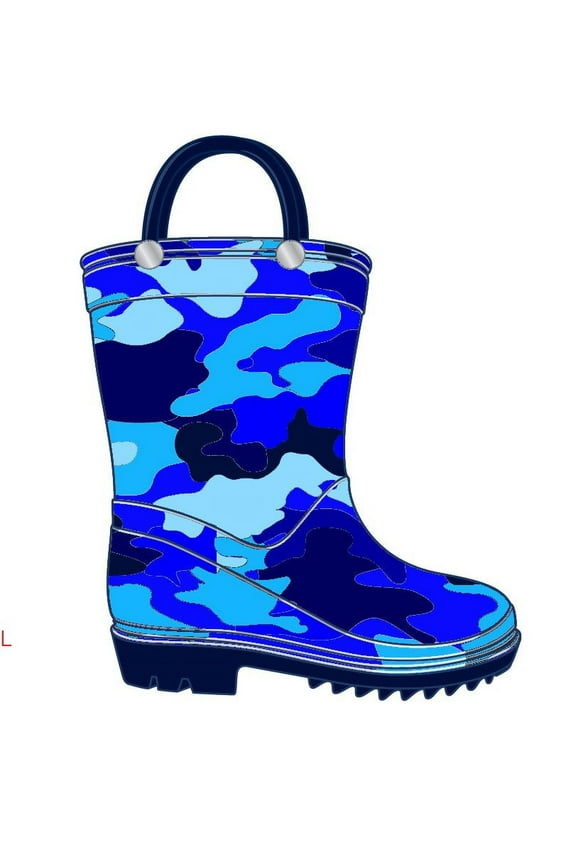 Kids Boys Rainboots, Blue Camo Print Toddler 10