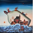 thumbnail image 1 of Storm Outside a Bottle - Oil Painting on Canvas - Artist: Anup Gomay, 1 of 3