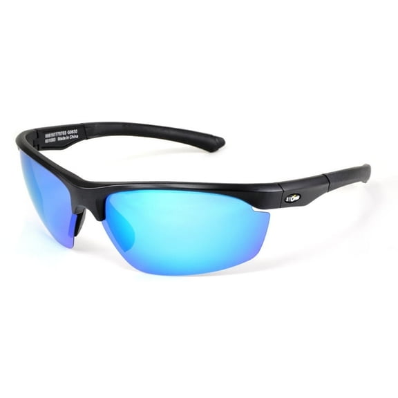 Storm Polarized Adult Half Frame Sports Fishing Sunglasses, STF-601093, Black with Blue Lens