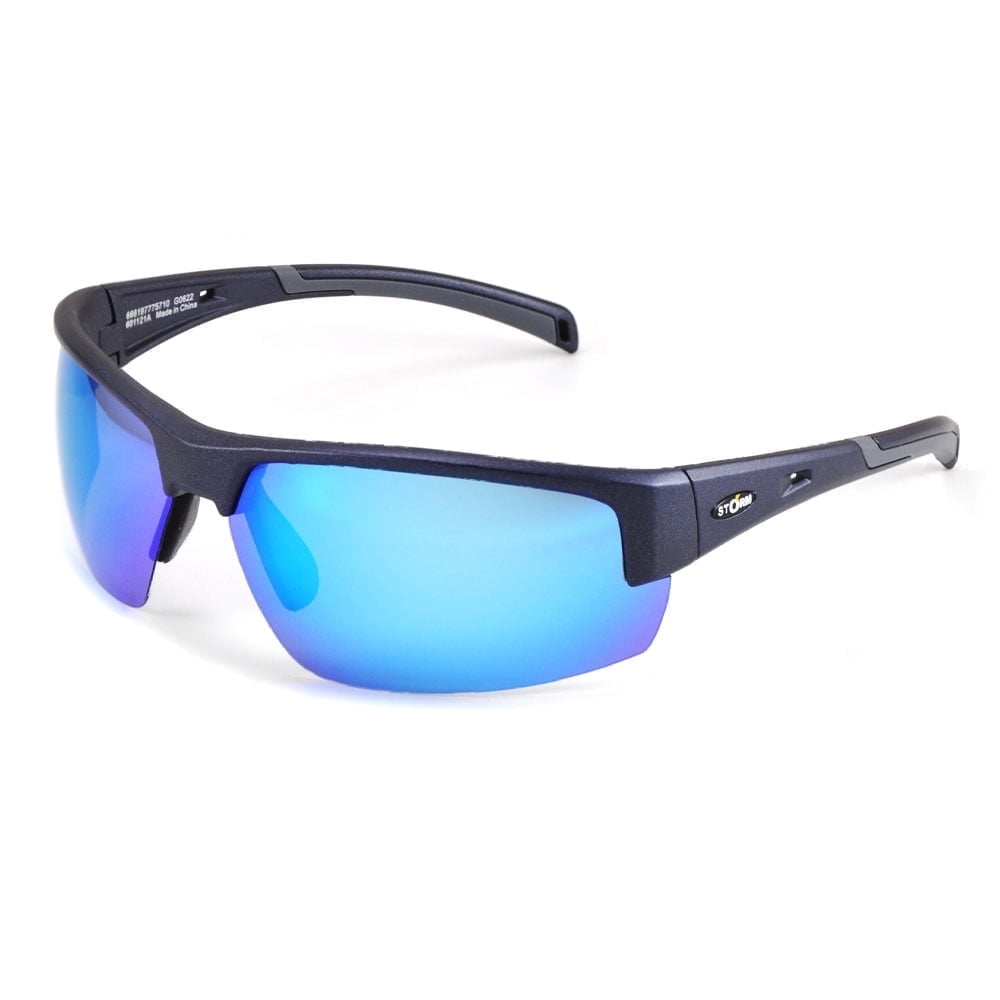 Storm Polarized Adult Half Frame Sports Fishing Sunglasses, STF-601121A, Black with Deep Blue Lens(4 Pack)