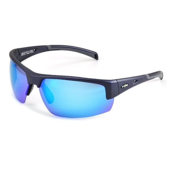Storm Polarized Adult Half Frame Sports Fishing Sunglasses, STF-601121A, Blue with Blue Lens