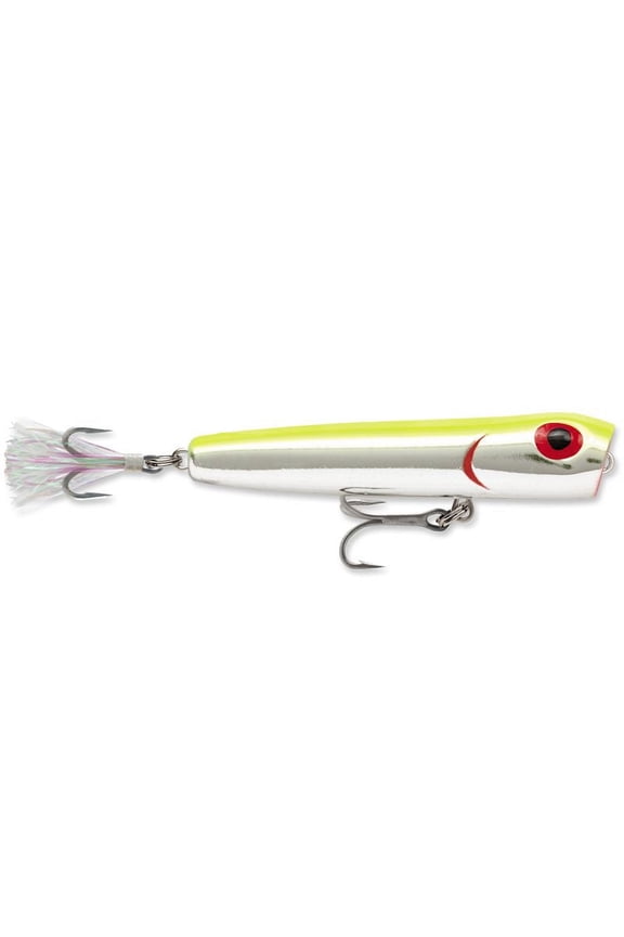 Saltwater Rattlin' Chug Bug 4 3/8" Topwater Fishing Lure 15/16oz Metallic Silver/Chartreuse Back