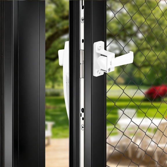 Storm and Screen Door Handle Set Zinc Alloy Replacement Latch with All Mounting Hardware Fits 5/8" to 1-1/4" Door Reversible for Left/Right Installation