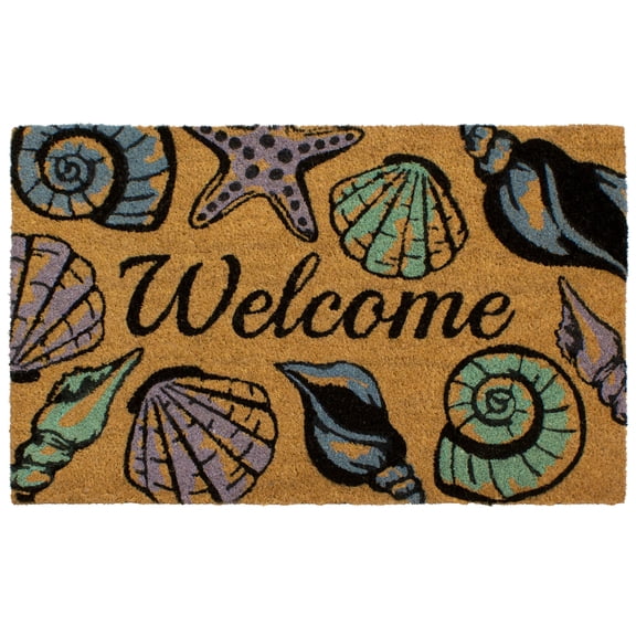Storm Stopper All Weather Seashell Welcome 18 in. x 28 in. Indoor/Outdoor Printed Coir Mat