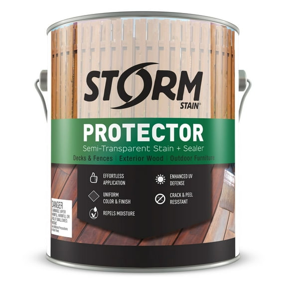 Storm System Protector Semi-Transparent Stain and Sealer, Black Walnut, 1 Gallon