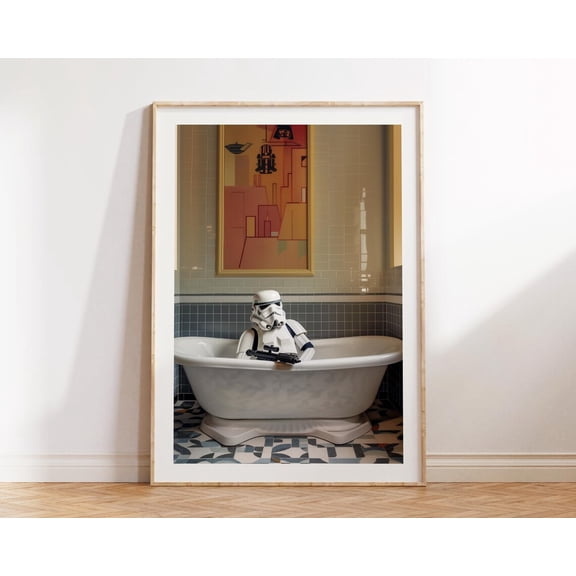 Storm Trooper Bathroom Print, Mosaic Star Wars Print, Funny Bathroom Print Unframed Paper Print