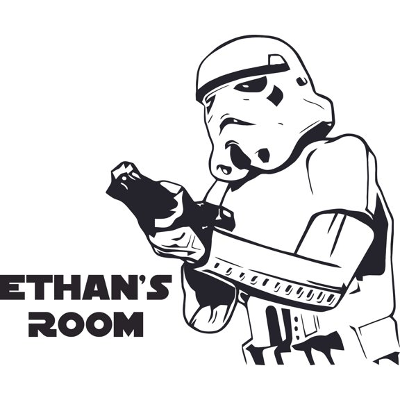 Storm Trooper Star Wars Cartoon Character Design Customized Wall Art Vinyl Decal - Custom Vinyl Wall Art - Personalized Name - Baby Girls Bedroom Decal Room Wall Sticker Decoration Size (10x8 inch)