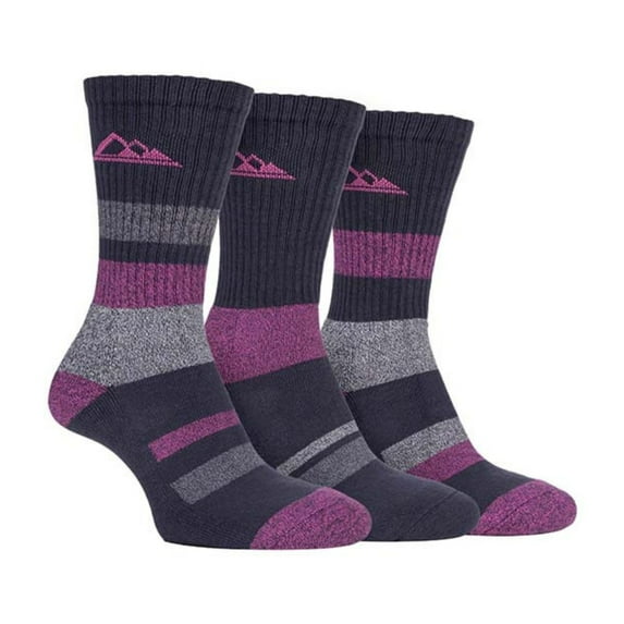 Storm Valley - 3 Pairs Ladies Anti Blister Cotton Hiking Socks with Padded Sole