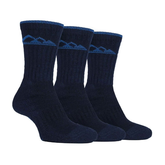 Storm Valley - 3 Pairs Mens Heavy Cushioned Breathable Outdoor Cotton Hiking Socks