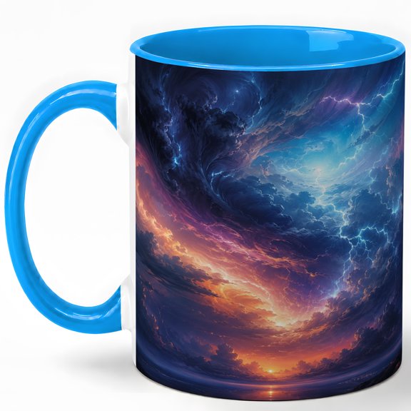 Storm Vortex Sky 11oz Ceramic Mug, Lightning Cloud Coffee Cup
