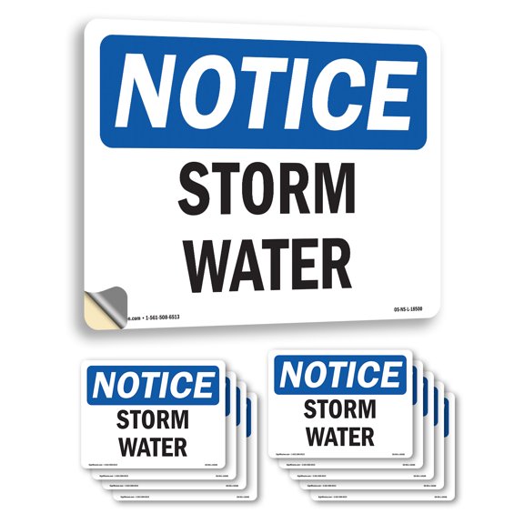 Storm Water OSHA Notice Vinyl Decal Label 14 Inch x 10 Inch - 10 Pack