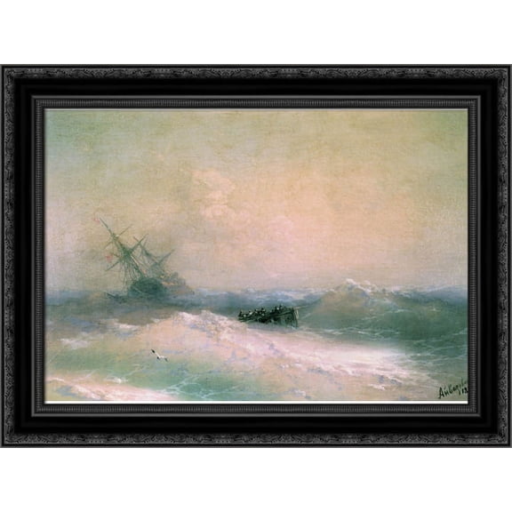 Storm at Sea 24x20 Black Ornate Wood Framed Canvas Art by Aivazovsky, Ivan
