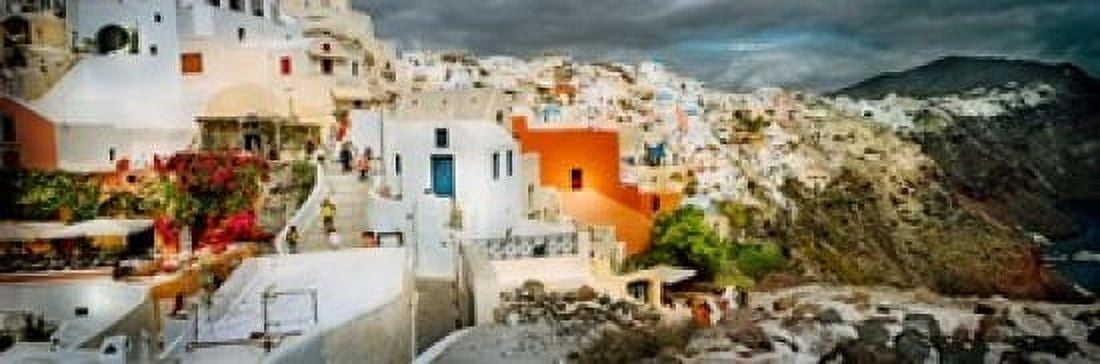 Storm cloud over the Santorini Cyclades Islands Greece Canvas Art - Panoramic Images (18 x 6)
