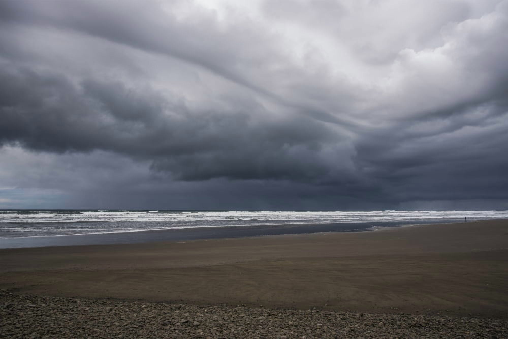 Storm clouds loom over the beach Seaside Oregon United States of America Canvas Art - Robert L Potts Design Pics (19 x 12)