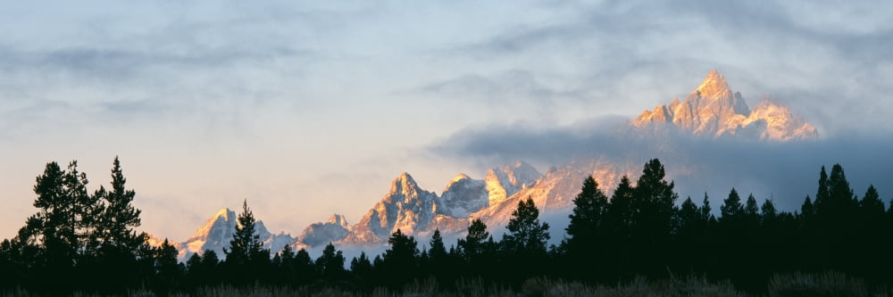 Storm clouds over Teton Range Grand Teton National Park Wyoming USA Canvas Art - Panoramic Images (6 x 18)