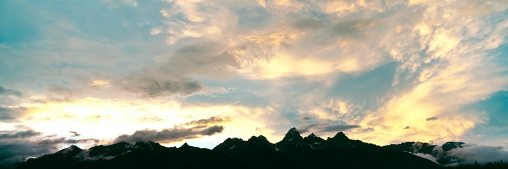 Storm clouds over Teton Range Grand Teton National Park Wyoming USA Canvas Art - Panoramic Images (6 x 18)